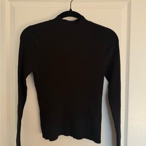 Gianni Bini Black Ribbed Long Sleeve Mockneck Size L